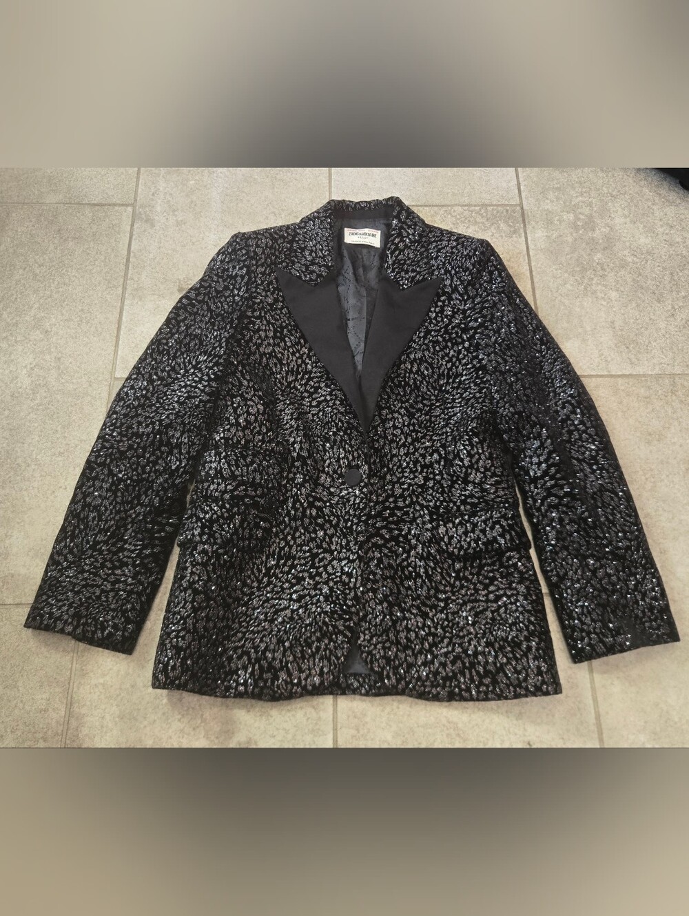 Zadig & Voltaire Venus Velvet Glitter Blazer Jacket Defile Runway Size 34 FR 34